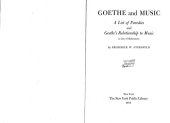 book Goethe and Music: A List of Parodies; and Goethe’s Relationship to Music: A List of References