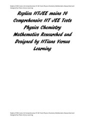 book Replica IITJEE mains 16 Comprehensive IIT JEE Tests Physics Chemistry Mathematics Researched and Designed by IITians Versus Learning Kota