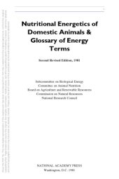 book Nutritional energetics of domestic animals & glossary of energy terms