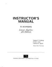 book Instructor’s Solutions Manual to accompany Linear Algebra: 4th Edition