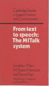 book From text to speech : the MITalk system