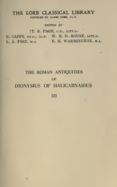 book THE ROMAN ANTIQUITIES OF DIONYSIUS OF HALICARNASSUS VOL.III