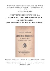 book Histoire sommaire de la littérature méridionale au moyen-âge  (des origines à la fin du du XVè siècle)