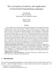 book Conception, Evolution and Application of Functional Programming Languages