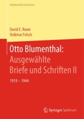 book Otto Blumenthal: Ausgewählte Briefe und Schriften II