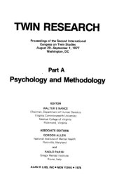 book Twin Research, Part A: Psychology and Methodology