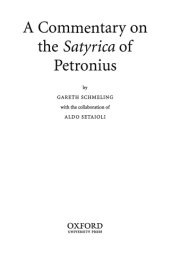 book A Commentary on The Satyrica of Petronius