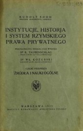 book Instytucje, historja i system rzymskiego prawa prywatnego