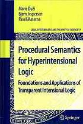 book Procedural semantics for hyperintensional logic: foundations and applications of transparent intensional logic