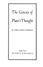 book The Genesis of Plato’s Thought