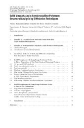 book Solid Mesophases in Semicrystalline Polymers: Structural Analysis by Diffraction Techniques