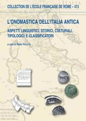 book L’onomastica dell’Italia antica: aspetti linguistici, storici, culturali, tipologici e classificatori