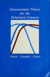 book Measurement theory for the behavioral sciences