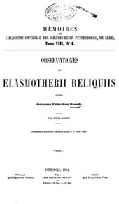 book Observationes de Elasmotherii reliquiis