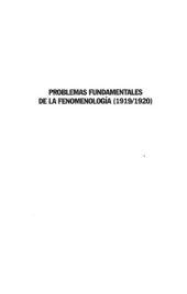 book Problemas fundamentales de la fenomenología (1919-1920)