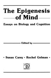 book The Epigenesis of Mind: Essays on Biology and Cognition