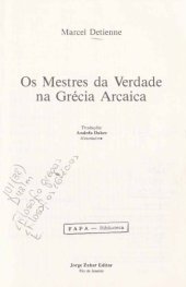 book Os Mestres da Verdade na Grécia Arcaica