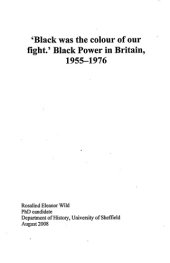 book ’Black was the Colour of Our Fight’: Black Power in Britain, 1955–1976