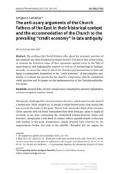 book The anti-usury arguments of the Church Fathers of the East in their historical context and the accommodation of the Church to the prevailing “credit economy” in late antiquity