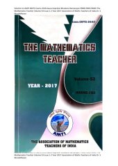 book Solution to AMTI NMTC Exams 2016 Gauss Kaprekar Bhaskara Ramanujan PRMO RMO INMO The Mathematics Teacher Volume 53 Issue 1-2 Year 2017 Association of Maths Teachers of India S Muralidharan