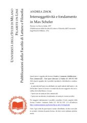 book Intersoggettività e fondamento in Max Scheler