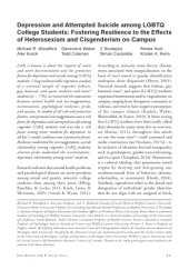 book Depression and Attempted Suicide among LGBTQ College Students: Fostering Resilience to the Effects of Heterosexism and Cisgenderism on Campus