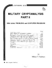 book Military Cryptanalysis