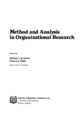 book Method and Analysis in Organizational Research