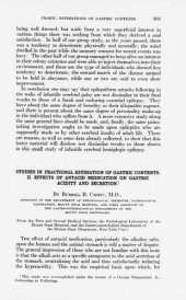 book STUDIES IN FRACTIONAL ESTIMATION OF GASTRIC CONTENTS. II. EFFECTS OF ANTACID MEDICATION ON GASTRIC ACIDITY AND SECRETION.1