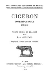 book Cicéron: Correspondance, Tome III: Lettres CXXII-CCIV