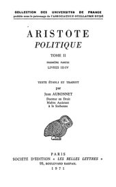 book Aristote: Politique. Tome II, 1re partie: Livres III-IV