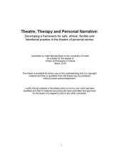 book Theatre, Therapy and Personal Narrative: Developing a framework for safe, ethical, flexible and intentional practice in the theatre of personal stories