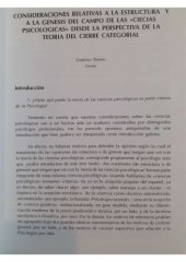 book Consideraciones relativas a la estructura y a la génesis del campo de las "ciencias psicológicas" desde la perspectiva de la teoría del cierre categorial