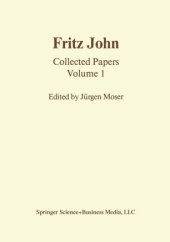 book Fritz John: Collected Papers Volume 1