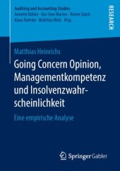 book Going Concern Opinion, Managementkompetenz und Insolvenzwahrscheinlichkeit: Eine empirische Analyse