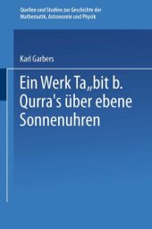 book Ein Werk Ṯābit B. Qurra’s über Ebene Sonnenuhren