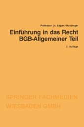 book Einführung in das Recht BGB-Allgemeiner Teil