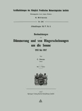 book Beobachtungen der Dämmerung und von Ringerscheinungen um die Sonne 1911 bis 1917