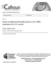 book Nordic nonalignment/neutrality policies in the 1990s: implications for U.S. security