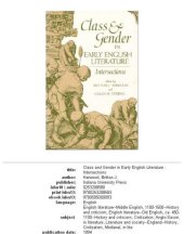 book Class and Gender in Early English Literature: Intersections