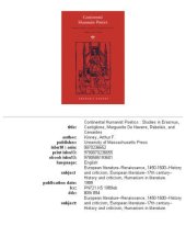 book Continental Humanist Poetics: Studies in Erasmus, Castiglione, Marguerite De Navarre, Rabelais, and Cervantes