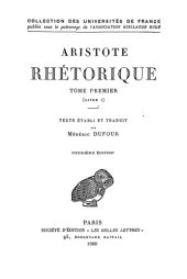 book Aristote, Rhétorique, Tome I: Livre I