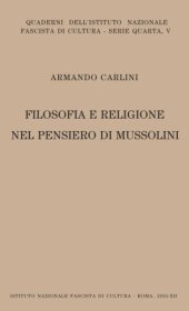 book Filosofia e religione nel pensiero di Mussolini