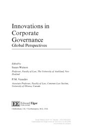 book Innovations in Corporate Governance: Global Perspectives