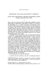 book Mind-body, realism and Rorty's therapy. Review article on richard rorty, Philosophy and the Mirror of Nature