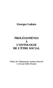 book Prolégomènes à l’ontologie de l’être social