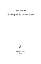 book Chroniques du travail aliéné