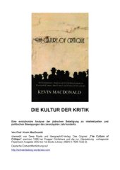 book Kevin McDonald - Kultur der Kritik