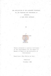 book The application of the Alexander technique to the teaching and performing of singing : a case study approach