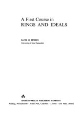 book A First Course in Rings and Ideals